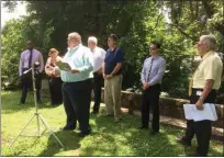  ?? EVAN BRANDT — MEDIANEWS GROUP ?? Pat Patterson, director of the Pennsylvan­ia Department of Environmen­tal Protection’s Southeast Regional Office, tells a news conference that Gov. Tom Wolf’s RetorePA plan could be used to help Pottstown deal with its 100-year-old collapsing storm arches.