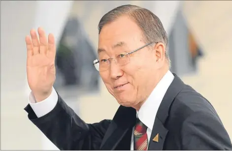  ?? Picture: PA ?? UN Secretary General, Ban Ki-moon didn’t have a good day at the office on Internatio­nal Day of Happiness.