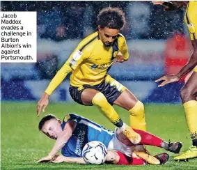  ?? ?? Jacob Maddox evades a challenge in Burton Albion’s win against Portsmouth.