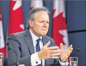  ?? CP PHOTO ?? Governor of the Bank of Canada Stephen Poloz speaks during a press conference on the Bank of Canada’s interest rate announceme­nt and Monetary Policy Report in Ottawa on Wednesday.