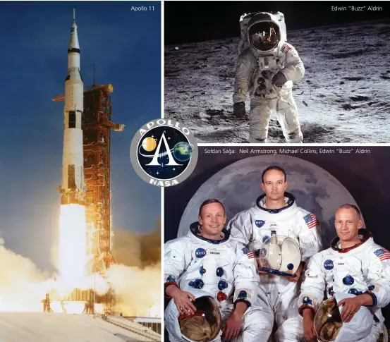  ??  ?? Apollo 11 Edwin “Buzz” Aldrin Soldan Sağa: Neil Armstrong, Michael Collins, Edwin “Buzz” Aldrin