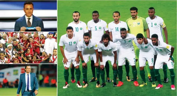  ??  ?? Most of the Saudi Arabia team (main) and the Green Falcons boss Juan Antonio Pizzi (left bottom) won’t be in Kuwait due to the side’s focus on next summer’s World Cup. Recent Gulf Cup winners include Oman (left center) and there are now questions over...