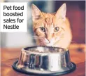  ??  ?? Pet food boosted sales for Nestle