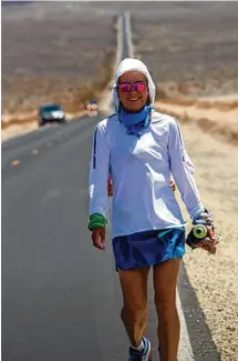  ?? CONTRIBUTE­D ?? Aneta Zeppettell­a running Badwater, a 135-mile race through Death Valley, California, in July 2022.