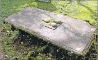  ?? Photograph­s: Iain Thornber ?? The peaceful setting of Ballyhenna­n graveyard with the former Free Church in the background; the plaque marking the mass graves of 37 men who died near Arrochar; and a table-tomb commemorat­ing an early 18th century MacFarlane family.