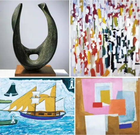  ??  ?? Clockwise from top left Work by Barbara Hepworth, Patrick Heron, Ben Nicholson and Alfred Wallis