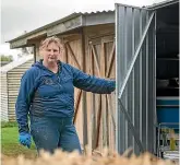  ??  ?? Kylie Douglas at Waimate’s community garden where a barbecue was stolen during the weekend.