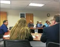  ??  ?? Tim Abbott of the Housatonic Valley Associatio­n speaks with the Northwest Hills Council of Government­s Thursday in Goshen.