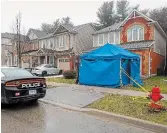  ?? THE HAMILTON SPECTATOR FILE PHOTO ?? A tent covers a vehicle on Emick Drive in Ancaster after a woman was killed on Jan. 18.