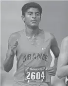  ?? ARIA ALA-U-DINI/THISWEEK ?? Olentangy Orange junior Saketh Rudraraju is one of the top boys' runners in central Ohio. Last season, he finished 16th in the Division I state meet despite losing both of his shoes 400 meters into the race.