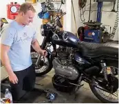  ??  ?? The easiest way to change the oil is to persuade someone else to do it. Bullet is almost entirely leak-free, and the electric foot works remarkably well. So far…