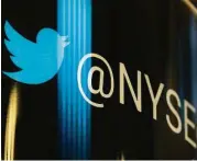  ?? Richard Drew / Associated Press file ?? The Twitter logo appears on the floor of the New York Stock Exchange. Its stock rose 7.9 percent.