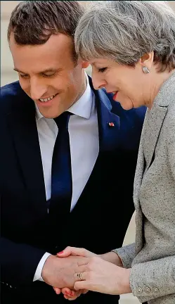  ??  ?? Warm: The Prime Minister meeting the French president
