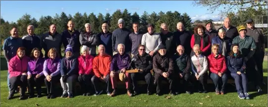  ??  ?? The left-handed and right-handed golfers before the charity challenge in Wexford Golf Club.