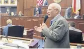  ?? WILFRDO LEE/AP ?? Florida Sen. Dennis Baxley, right, sponsor of a bill dubbed by opponents as the “Don’t Say Gay” bill speaks right before the bill was voted March 8.