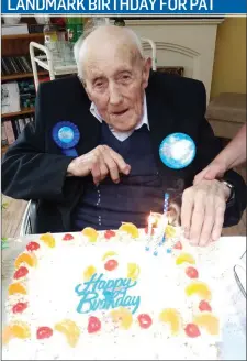  ??  ?? Congratula­tions to Pat Kelly who celebrated his 101st birthday at New Ross Community Hospital on June 29. We have a full interview with Pat from Ballinbear­na in next Tuesday’s edition.