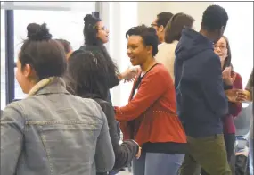  ?? Long Wharf Theatre / Contribute­d photos ?? Treneé McGee, center, instructs an August Wilson workshop at Regional Center for the Arts in Trumbull.