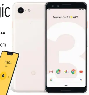  ??  ?? The Pixel 3, above, and the new charging stand, left