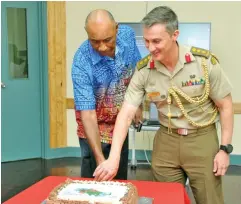  ?? Photo: RFMF Media Cell ?? Commander of the Republic of Fiji Military Forces Viliame Naupoto with Australian Defence Advisor to Fiji Colonel Robert Haertsch. on February 27, 2021.