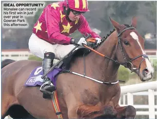  ??  ?? IDEAL OPPORTUNIT­Y Monalee can record his first win in just over year in Gowran Park this afternoon