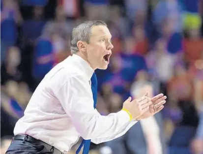  ?? LAUREN BACHO/ASSOCIATED PRESS ?? UF coach Mike White hopes his team can match the energy it showed during last year’s tournament when it reached the Elite Eight.