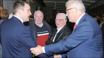  ??  ?? Cllr. John McGahon and Fergus O’Dowd TD at the Fine Gael general election convention in The Crowne Plaza.