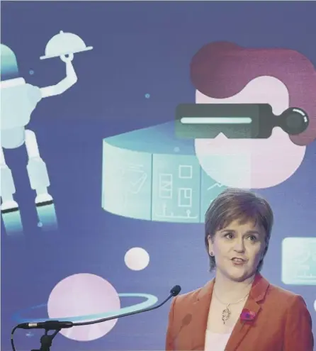  ??  ?? 0 First Minister Nicola Sturgeon delivered a rousing speech to the Startup Summit at the Assembly Rooms in Edinburgh