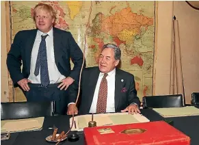  ?? GETTY IMAGES ?? Winston Peters, right, is said to have an excellent relationsh­ip with Boris Johnson, now Britain’s prime minister. The pair visited Winston Churchill’s war rooms together in London.