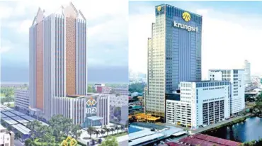  ?? ?? Left: An artist’s rendition of the new Phnom Penh headquarte­rs of Hattha Bank, a subsidiary of Thai financial group Krungsri.