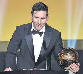  ?? AFP ?? Cinco Balones de Oro. Ganó Lionel Messi, el último fue en 2015.