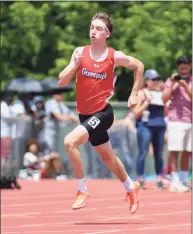  ?? Gregory Vasil / For Hearst Connecticu­t Media ?? Greenwich’s Andrew O’Donnell won the 400-meter run at the State Open on June 10.