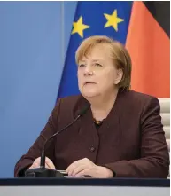  ?? Picture: AFP ?? PRAISED. German Chancellor Angela Merkel prepares to speak in a virtual dialogue meeting of the World Economic Forum on 26 January.