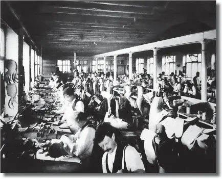  ?? ?? Inside Barnsby’s Globe Works, Walsall, around 1900