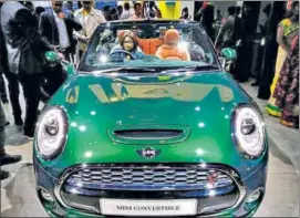  ?? AP ?? BMW launched the Mini Cooper convertibl­e S at the Auto Expo 2018 in Greater Noida on Thursday. The company also unveiled its electric car lineup for the country.