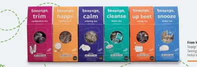  ??  ?? From left, across: Teapigs' infused range; Twinings' Superblend range; herbal teas are on the rise