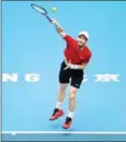  ?? GLYN KIRK/AFP ?? Andy Murray serves to Cameron Norrie at the China Open in Beijing on Wednesday.