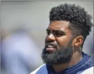  ?? GUS RUELAS —ASSOCIATED PRESS ?? This is a July 25, 2017, file photo showing Cowboys running back Ezekiel Elliott during training camp in Oxnard, Calif.