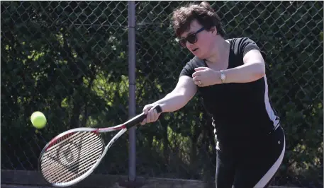  ??  ?? Sharon Slattery was back in action at Laytown and Bettystown Tennis Club.