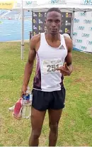  ?? ?? HURDLES STAR... Victor Ntweng of Maun BDF athletics club won the 400m hurdles with a time of 49.80, a national record time which also qualified him for the African Athletics Championsh­ips .