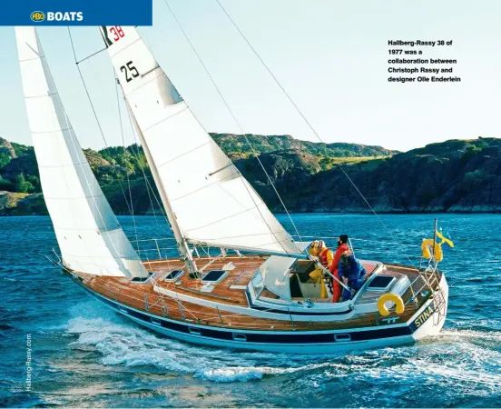  ??  ?? Hallberg-Rassy 38 of 1977 was a collaborat­ion between Christoph Rassy and designer Olle Enderlein