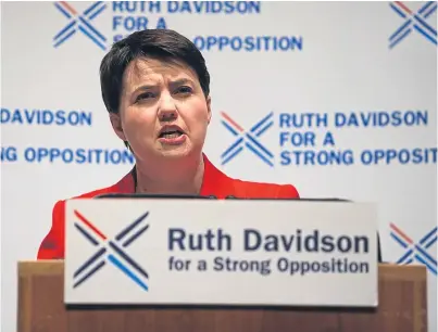  ?? Phil Hannah. ?? Ruth Davidson blasts SNP “control freakery” as she addresses supporters in Perth, below.