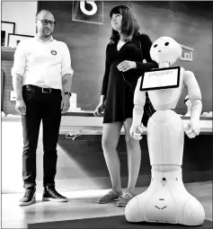  ??  ?? Pepper is the first humanoid robot capable of recognisin­g the principal human emotions and adapting his behaviour to the mood of his interlocut­or. — Softbank Robotics photo