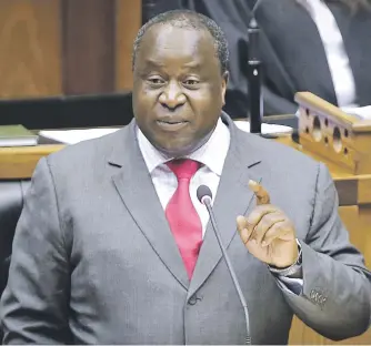  ?? Picture: Reuters ?? MAKING A POINT. Finance Minister Tito Mboweni’s sobering assessment of SA’s current economic malaise may be intended to shock his ANC colleagues into more radical reform.