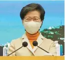  ??  ?? Hong Kong chief executive Carrie Lam.