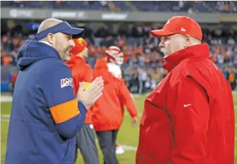  ?? AP ?? Bears coach Matt Nagy still seeks Chiefs coach Andy Reid’s counsel regularly, even during the season.