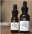  ??  ?? LOS ANGELES: Bottles of Treat Well cannabis tinctures for pets, a liquid form of cannabis extraction that can be placed directly in an animal’s mouth or on their food, are seen in Los Angeles, California.