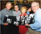  ?? SUN-TIMES FILE ?? William Recktenwal­d (far left) pictured in 2008 with his former colleagues on the Sun-Times Mirage Tavern series.