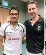  ??  ?? Aaqil Jamaldeen with Craig Joubert, a Referee Talent Developmen­t Coach at World Rugby