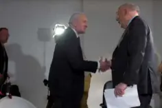  ??  ?? GOING, GOING, GONE: (Left to right) Bertie Ahern gets angry at the line of questionin­g on German broadcaste­r DE’s Conflict Zone, especially about his finances and the Mahon Tribunal. He finally snaps, taking off his microphone and shaking the hand of...