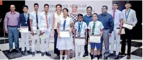  ??  ?? Award winners from Student Category (back row from left) The Palmyrah House Managing Director Ajith Ratnayaka, Heshan Kaushalya – Silver, S. Cavinsan – Merit, Vijayakuma­ran Thivakar – Merit, IFC Country Manager for Sri Lanka and Maldives Amena Arif, EU...